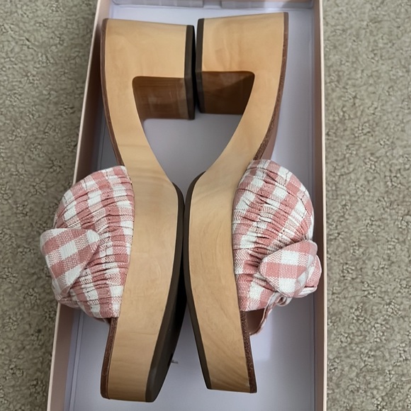 Loeffler Randall Regina Clog Slide Sandal Pink Clay Gingham 8.5 - Picture 3 of 5